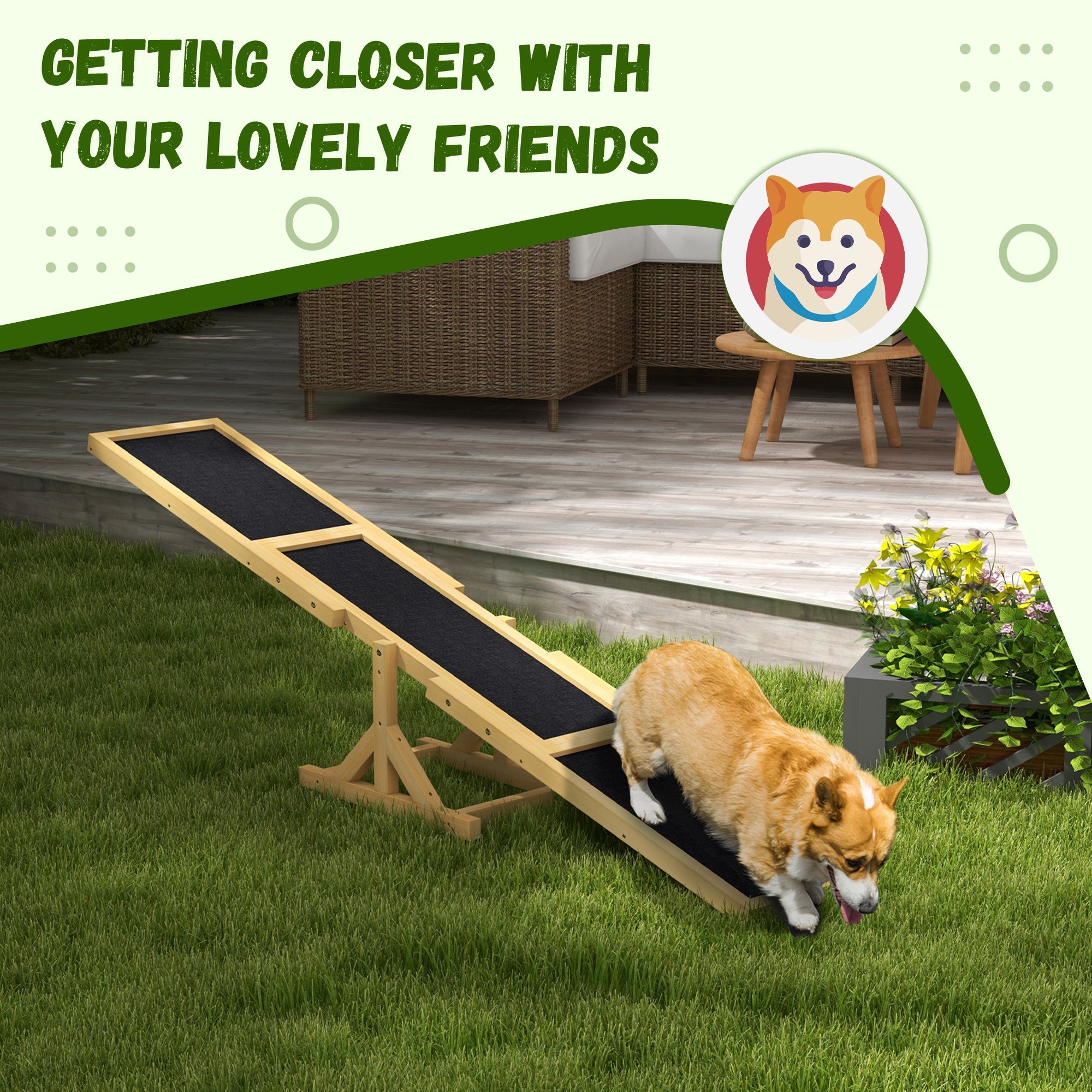 Wooden Dog Agility Seesaw For Training And Exercise, Yellow