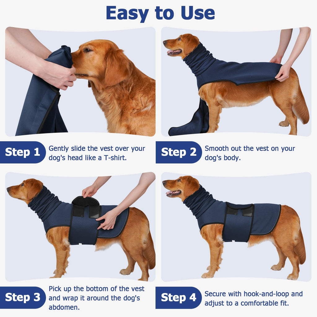2-in-1 Dog Anxiety Vest With Hood, Soft Dog Calming Shirt With Stretchy Ear Head Cover For Stress Relief, Breathable Shirt Jacket For Thunderstorms, Separation & Vet Visits
