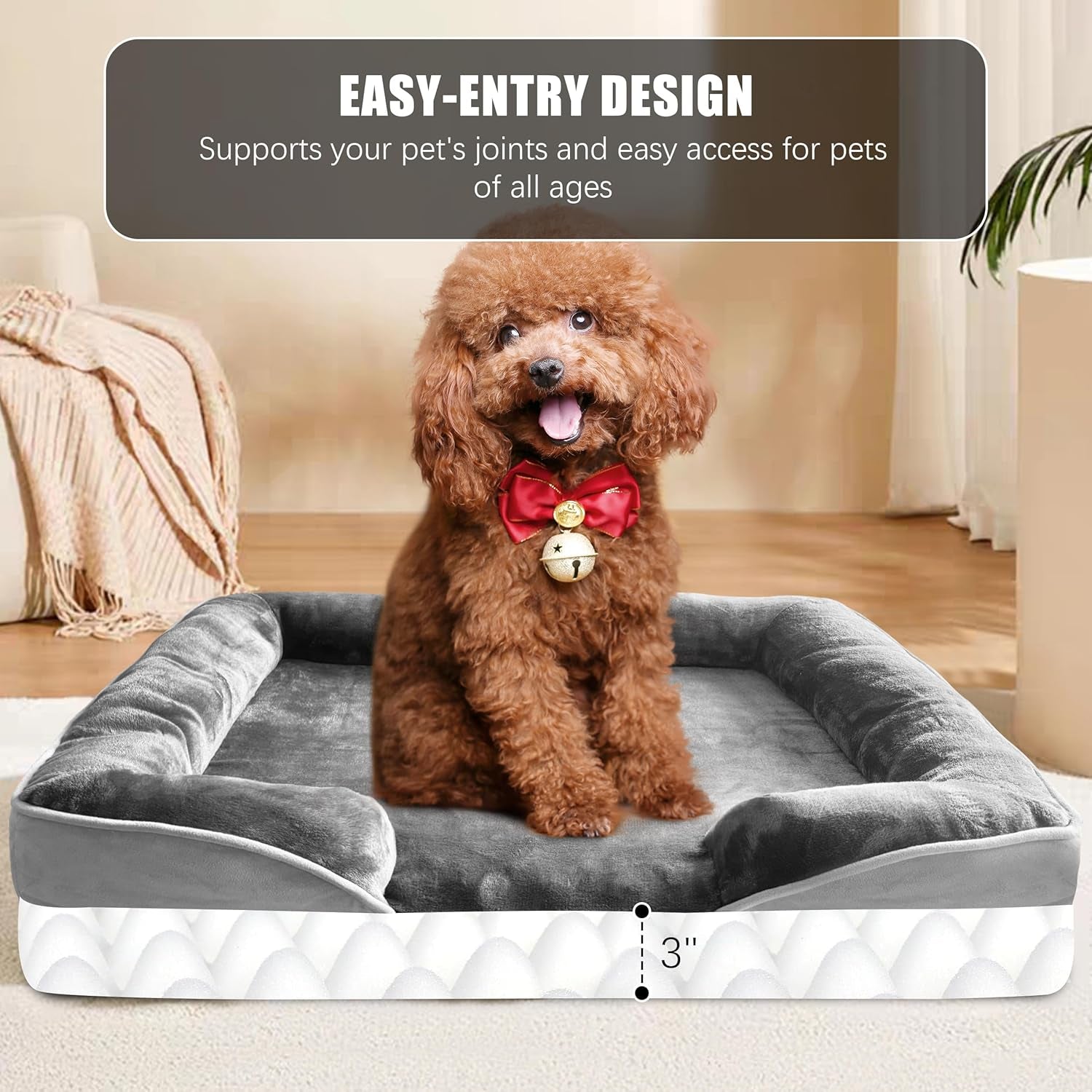 Orthopedic Dog Bed Sofa with Bolster Washable Cover Waterproof Liner