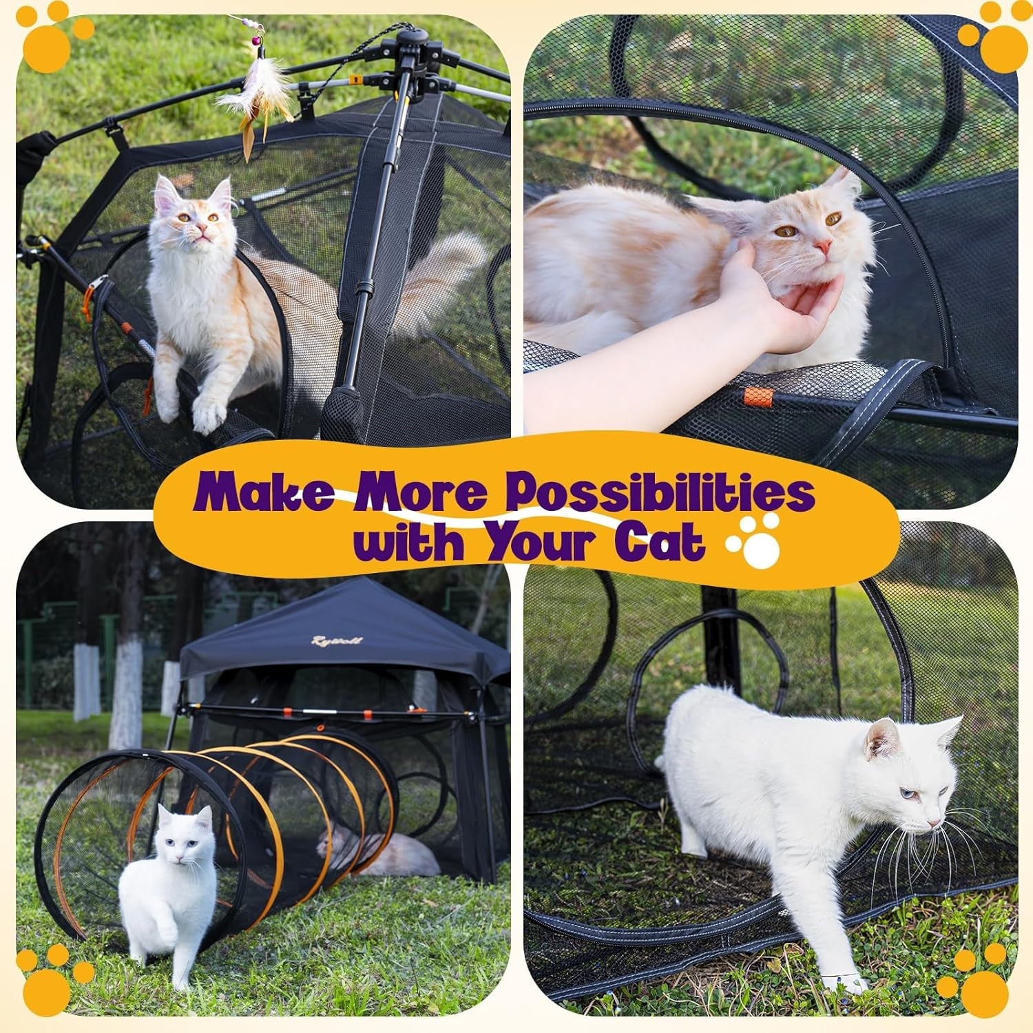 Extra Large Outdoor Catio Cat Enclosure Foldable 2 Tier Cat Tent Playpen