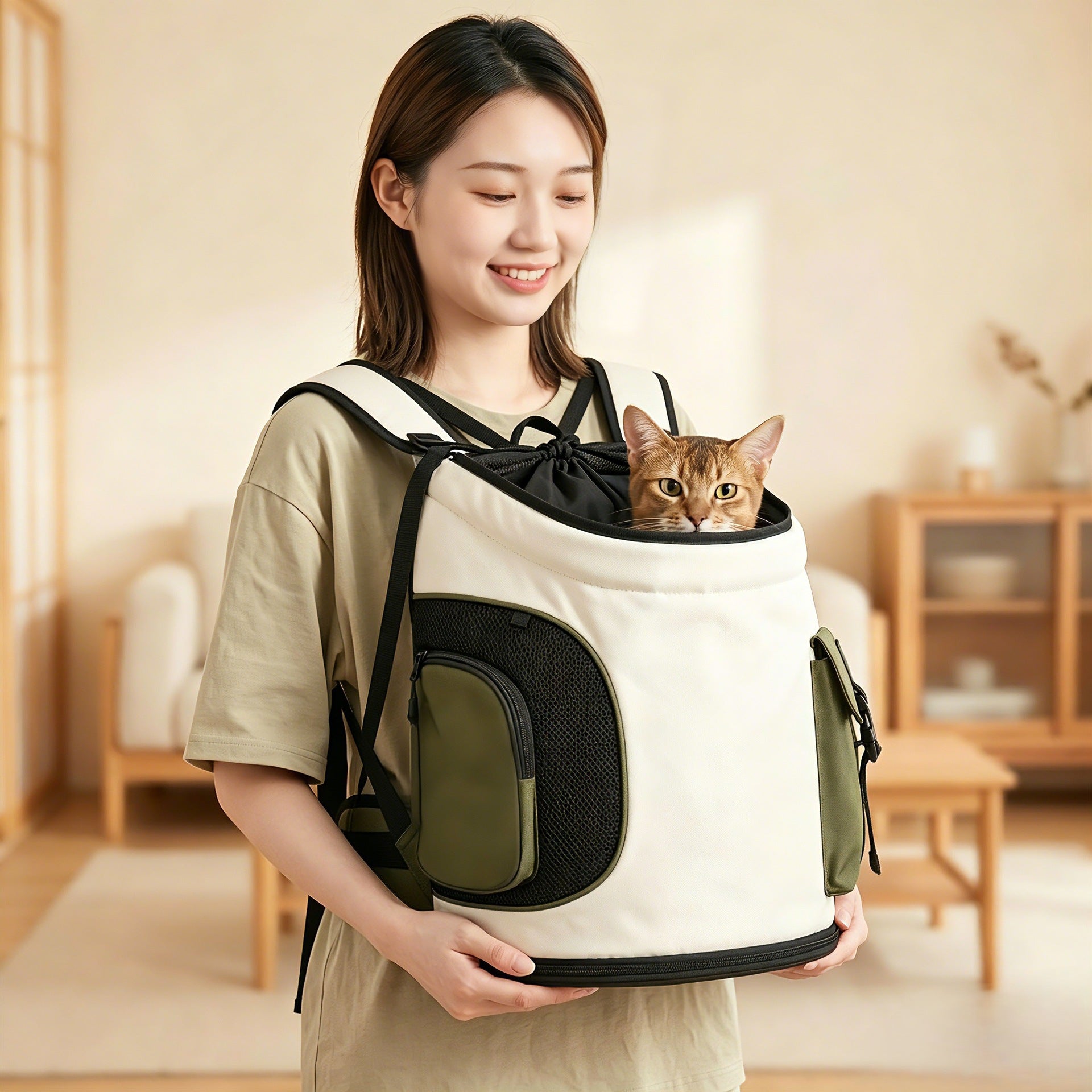 Pet Portable Breathable Cat Backpack With Shoulder Straps