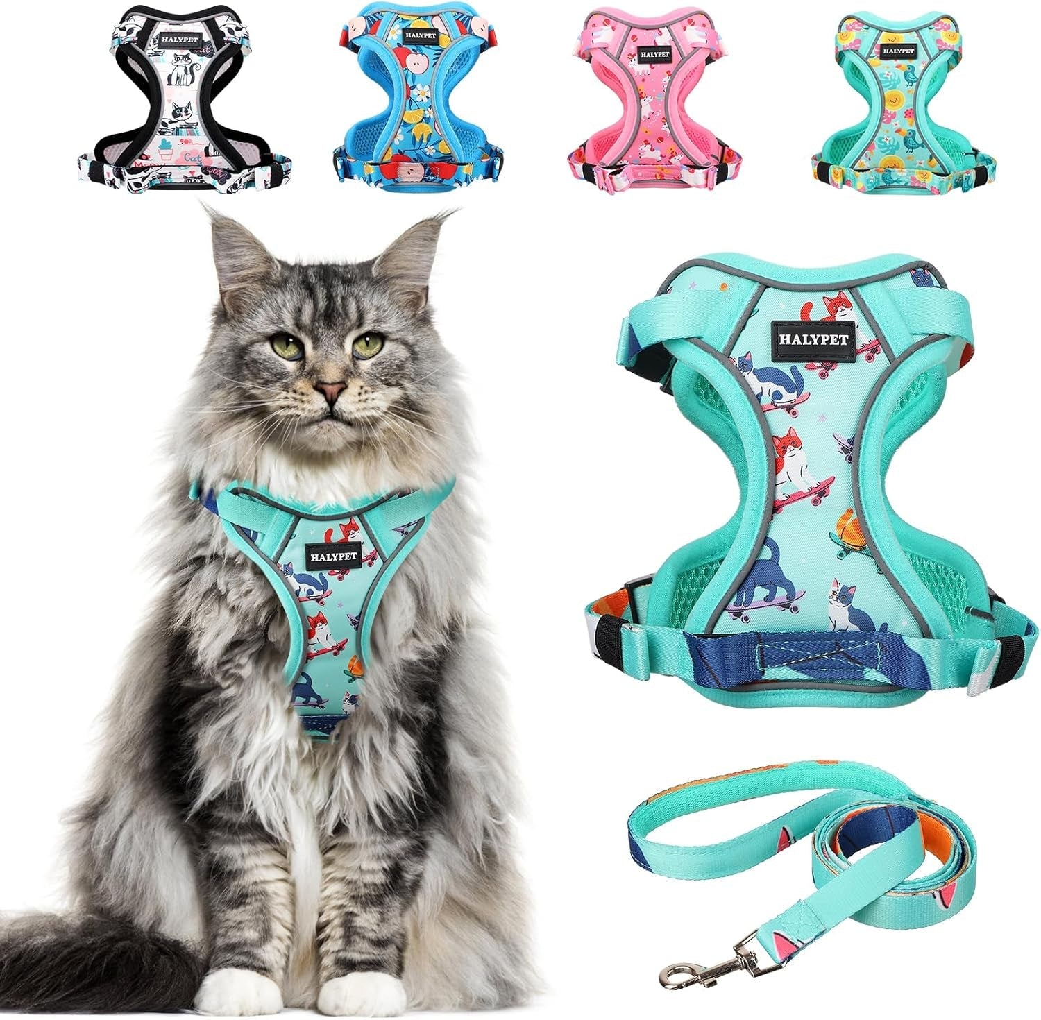 Cat Harness and Leash Set Escape Proof Reflective Adjustable Vest