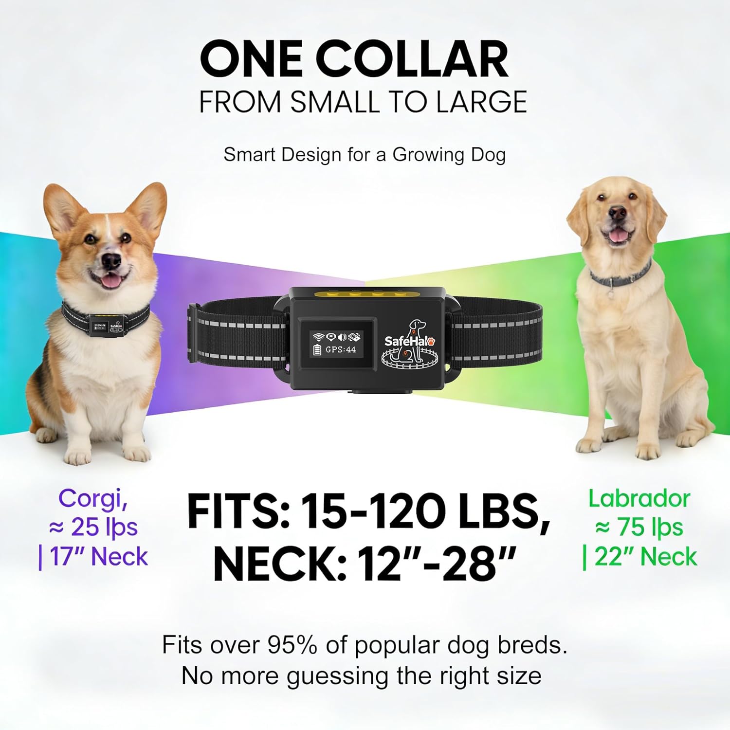 GPS Wireless Dog Fence System Waterproof Rechargeable for up to 2 Dogs