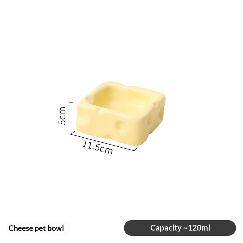 Creative Cheese-shaped Ceramic Bowl Cute Cat Food Dish