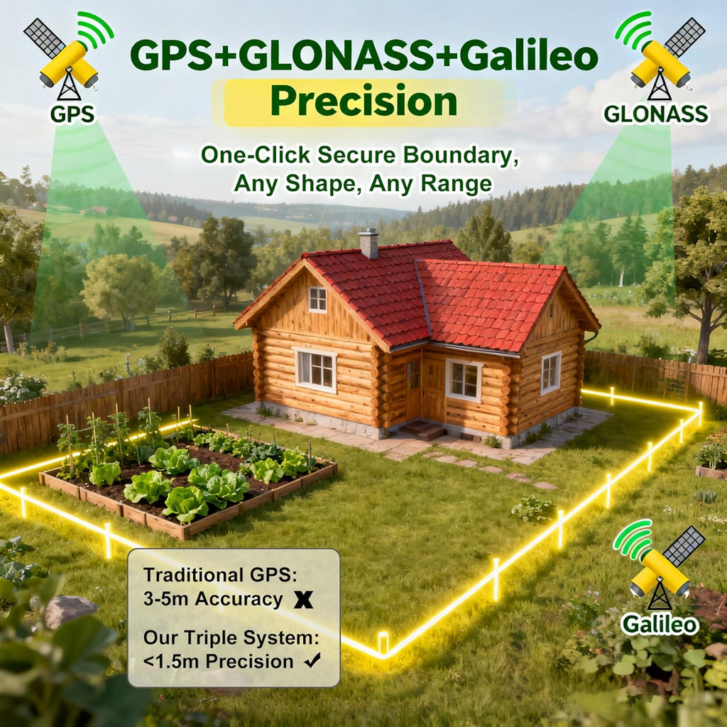 GPS Wireless Dog Fence System Waterproof Rechargeable for up to 2 Dogs