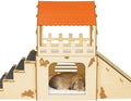 Rabbit Hideout House Wooden Bunny Castle for Small Pets Indoor Cage