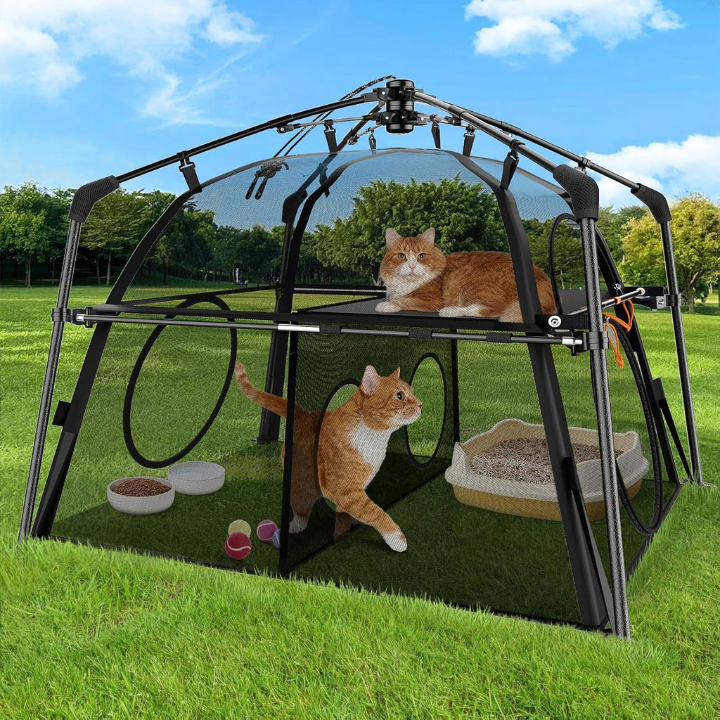 Extra Large Outdoor Catio Cat Enclosure Foldable 2 Tier Cat Tent Playpen