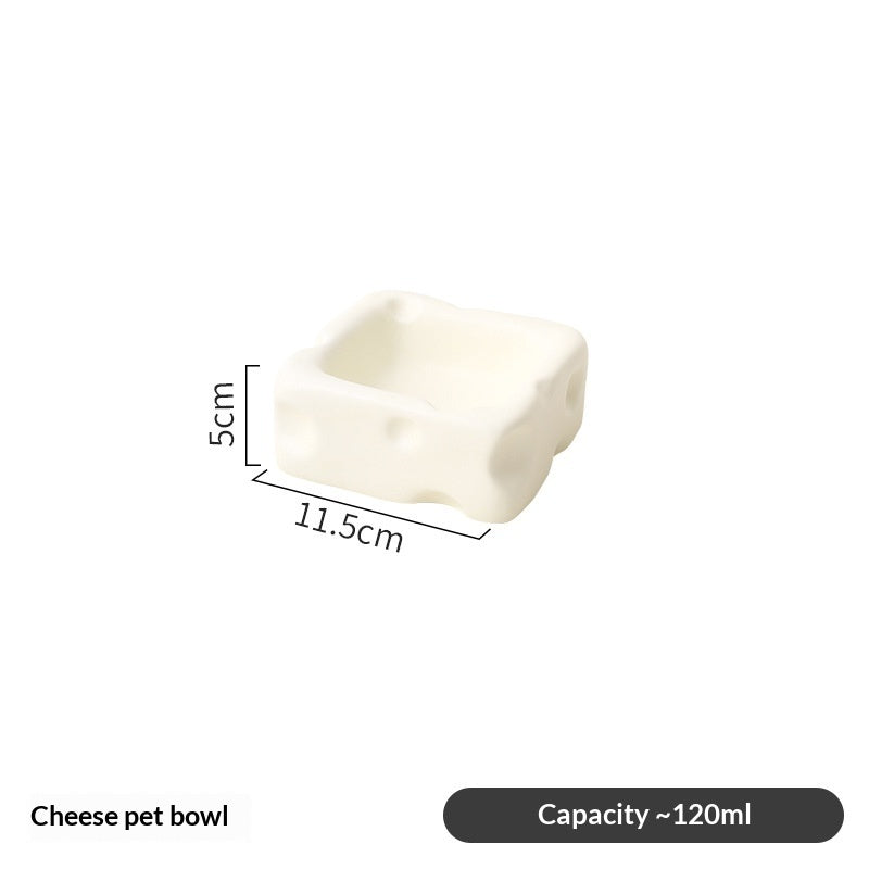 Creative Cheese-shaped Ceramic Bowl Cute Cat Food Dish