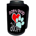 3dRose AMansMall Animal Typography - Do Not Shop Adopt a Pet, Paw Prints and Heart - Can Cooler Bottle Wrap (cc_313485)