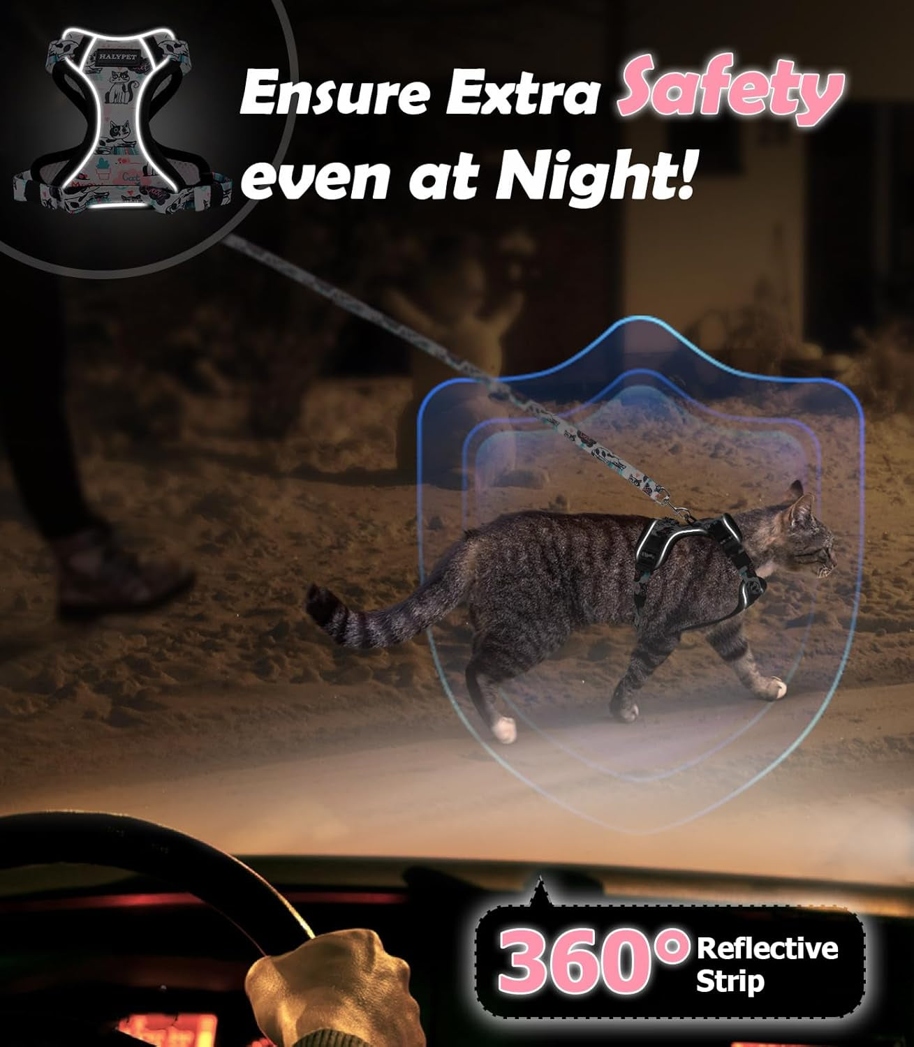 Cat Harness and Leash Set Escape Proof Reflective Adjustable Vest