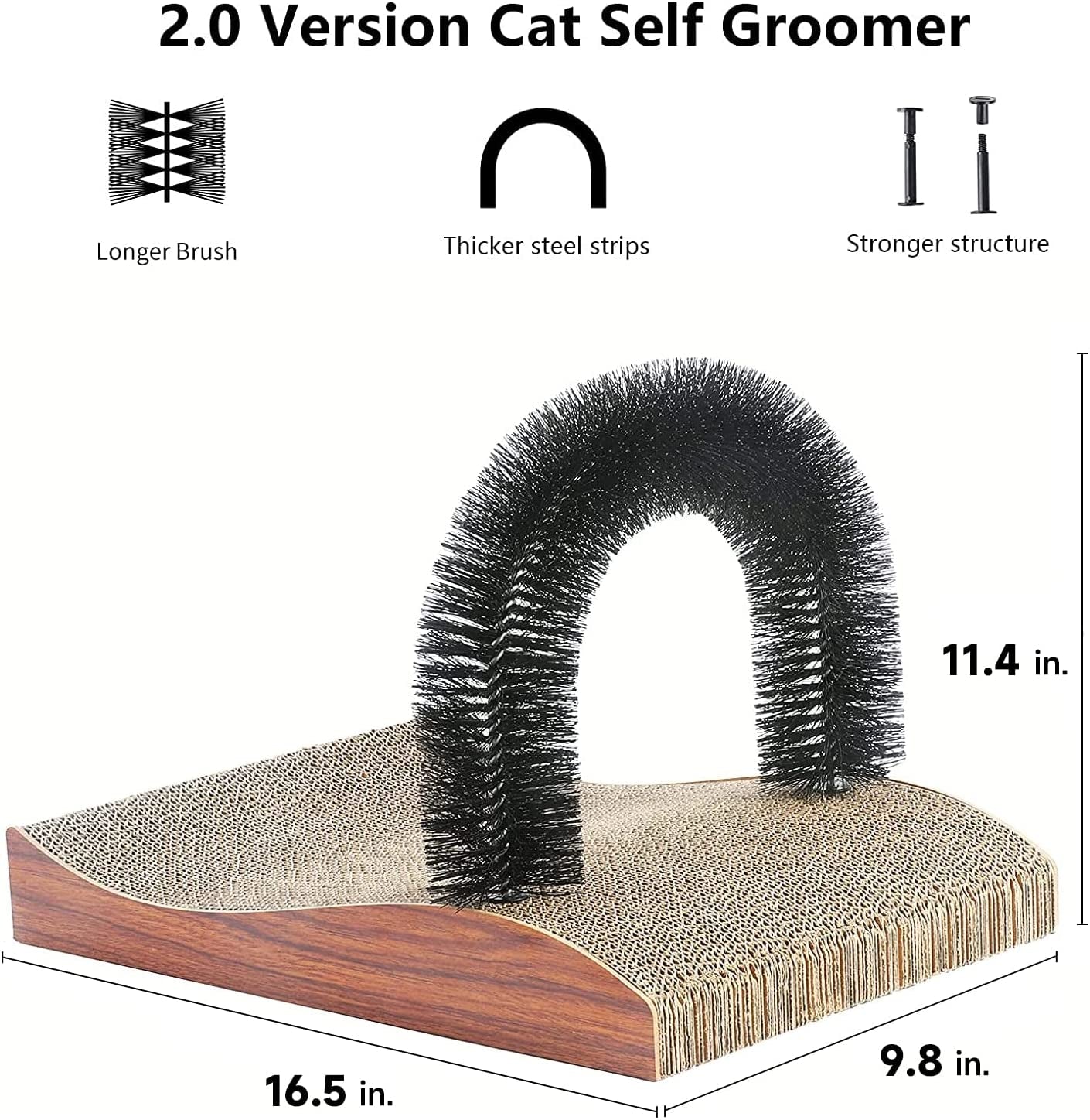 Cat Self Groomer Arch Scratcher Massager Toy with Scratch Pad for Cats
