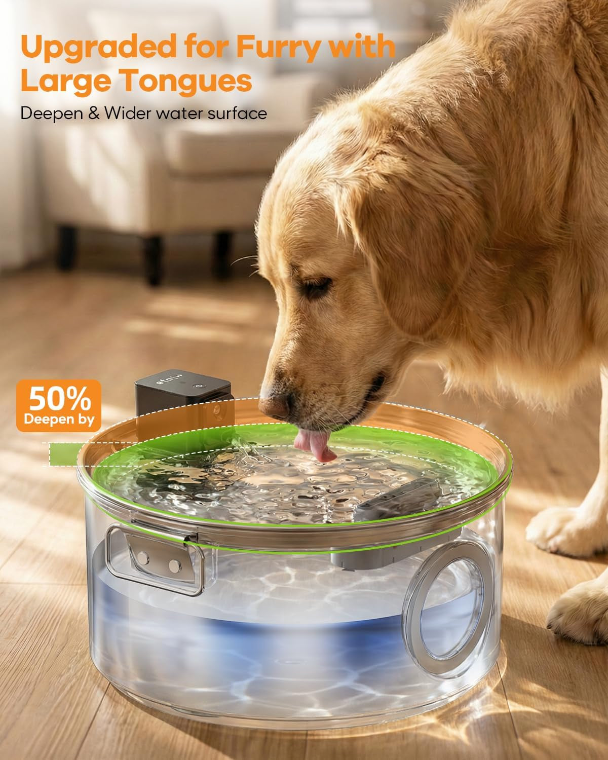 Wireless Dog Water Fountain Stainless Steel 3.4Gal Large Pet Fountain